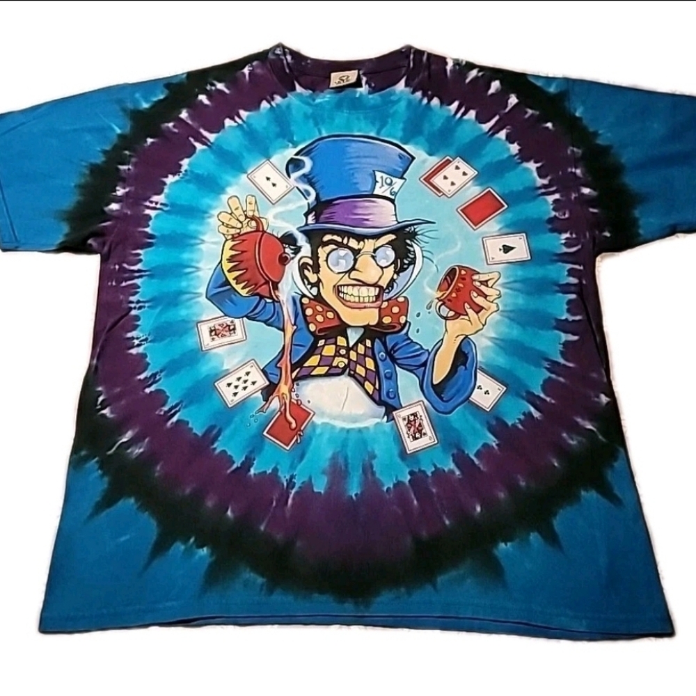 Vintage Liquid Blue Mad Hatter Alice In Wonderland Tie Dye T-shirt